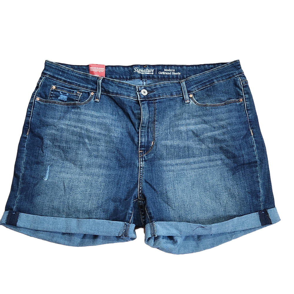 Signature Levi's Women Jean Denim Shorts Size 20 Modern Girlfriend Dark Wash NWT